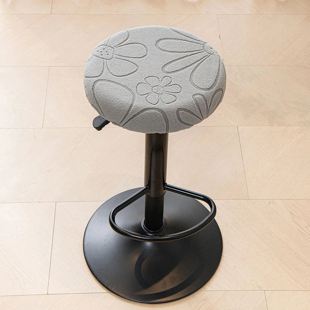 coussin tabouret moderne fleurs imprimées gris bleu clair orange roseclair vertpastel polyester élastique extensible
