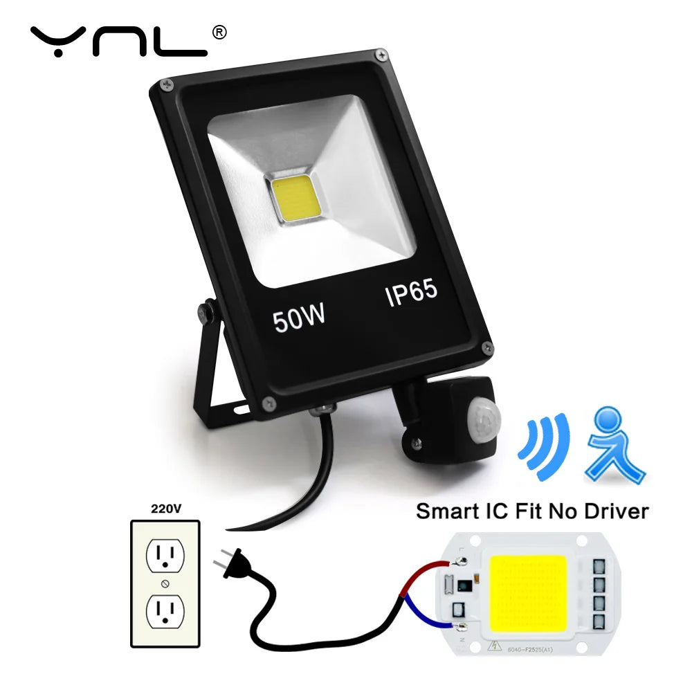 projecteur led motion sensor 10w 30w 50w ip65 moderne acier inoxydable clips extérieur