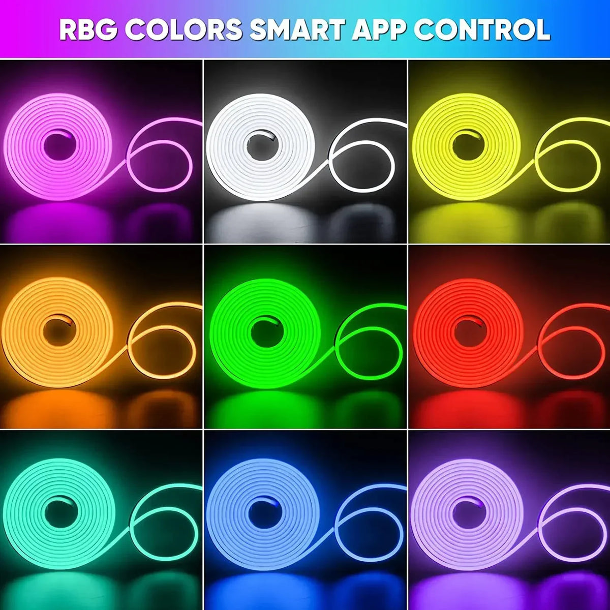 ruban led flexible multicolore rgb moderne clips contrôleur distance éclairage salon technologie usb tuya