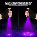 lampe torche uv led 395 365nm zoomable mini ultraviolet moderne noire violette