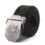 ceinture homme toile métal camouflage noir double aigle militaire décontracté opacité