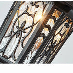 lampe suspendue art déco noir doré motifs floraux verre opalin led extérieure aluminium