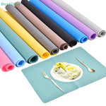 tapis table silicone moderne 40x30cm bleu gris vert jaune rose marronclair uni opaquet