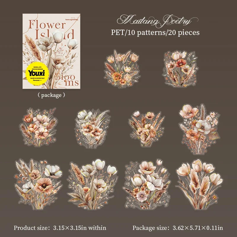 sticker fleur vintage blanc bleu floral manuel papier opacité 145 95mm