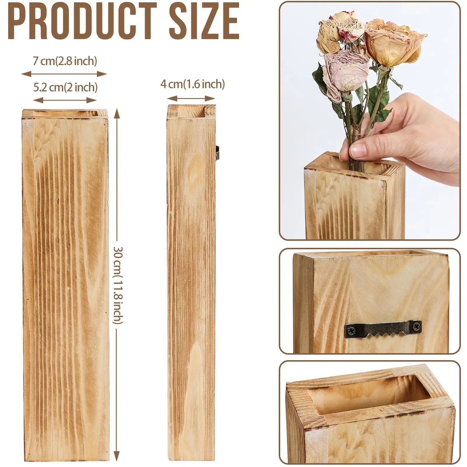Jardinière murale en bois jaune avec eucalyptus artificiel