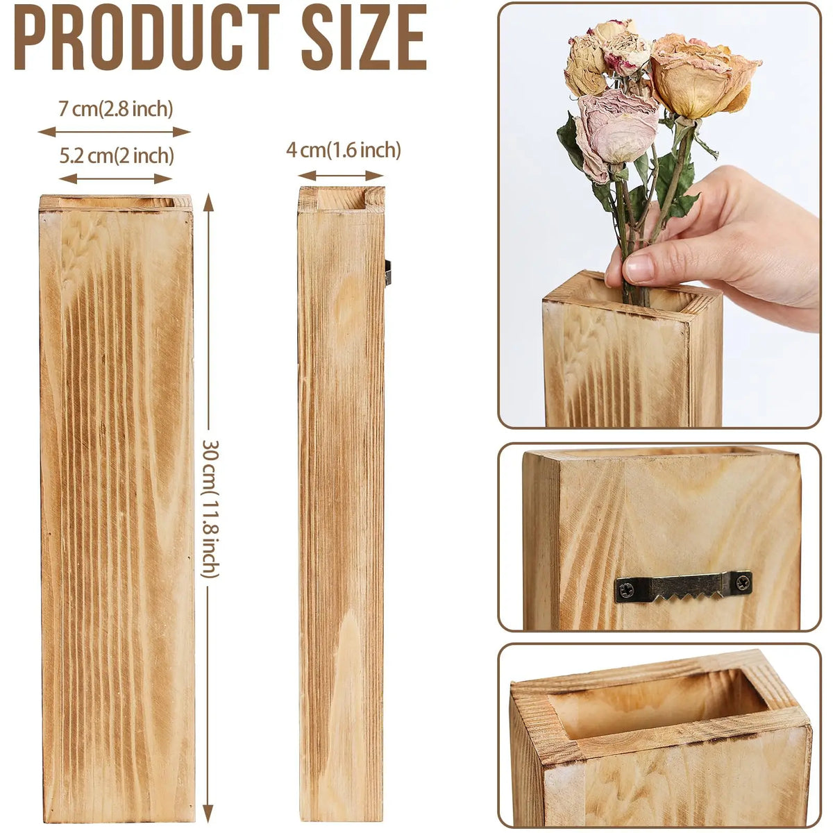 vases muraux bois clair minimaliste eucalyptus roses séchées plante décoration intérieure vert foncé rustic