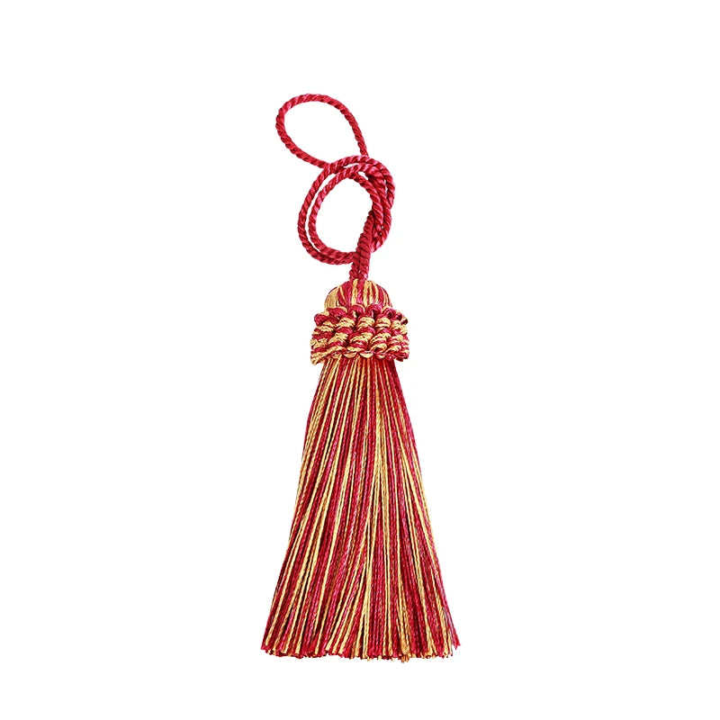 pompon décoratif marron gris bleu marine rouge tissé brillant élégant moderne fixations