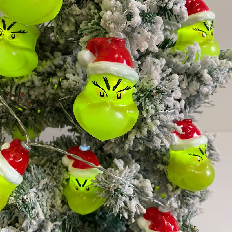 décoration noël figurines père noël grumpy visages chapeaux rouges vert blanc festive halloween
