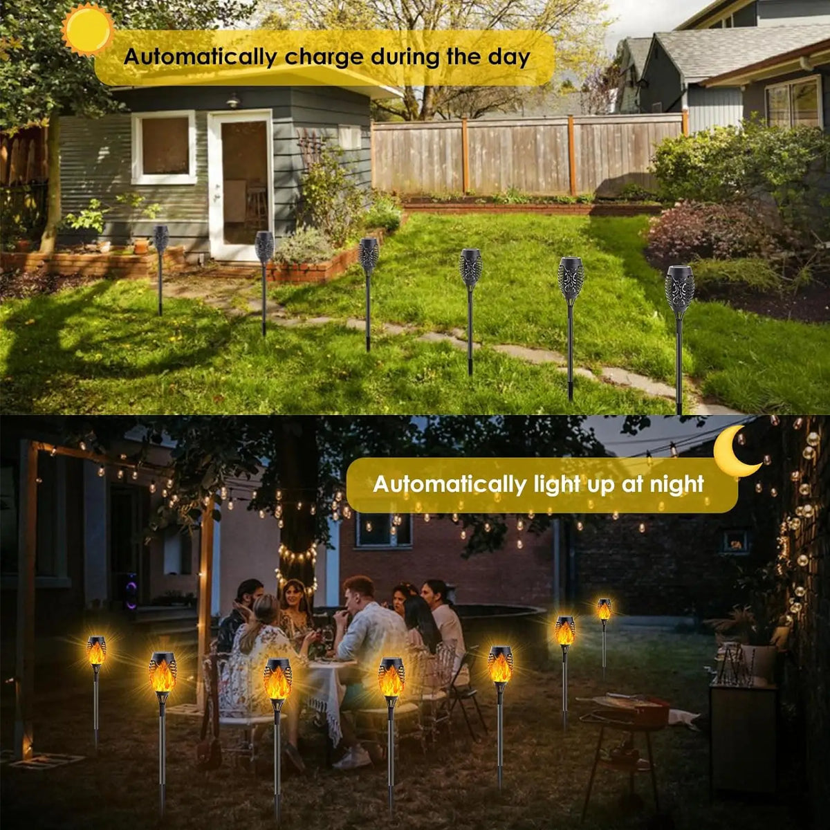 lampe solaire torche flamme artificielle moderne extérieure jardin pelouse tringle ip65 led 2492000lm abs