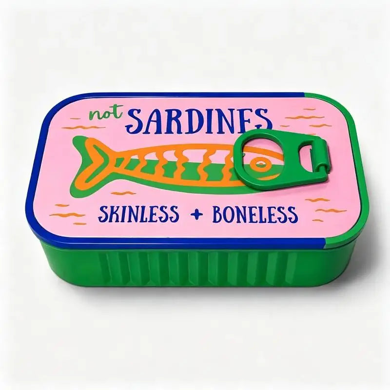 boîte sardines décorative poisson stylisé not sardines skinless boneless rose bleu blanc