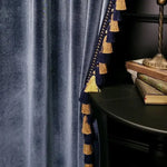 rideau velours bleu marine classique opacité dorés maison 100 polyester