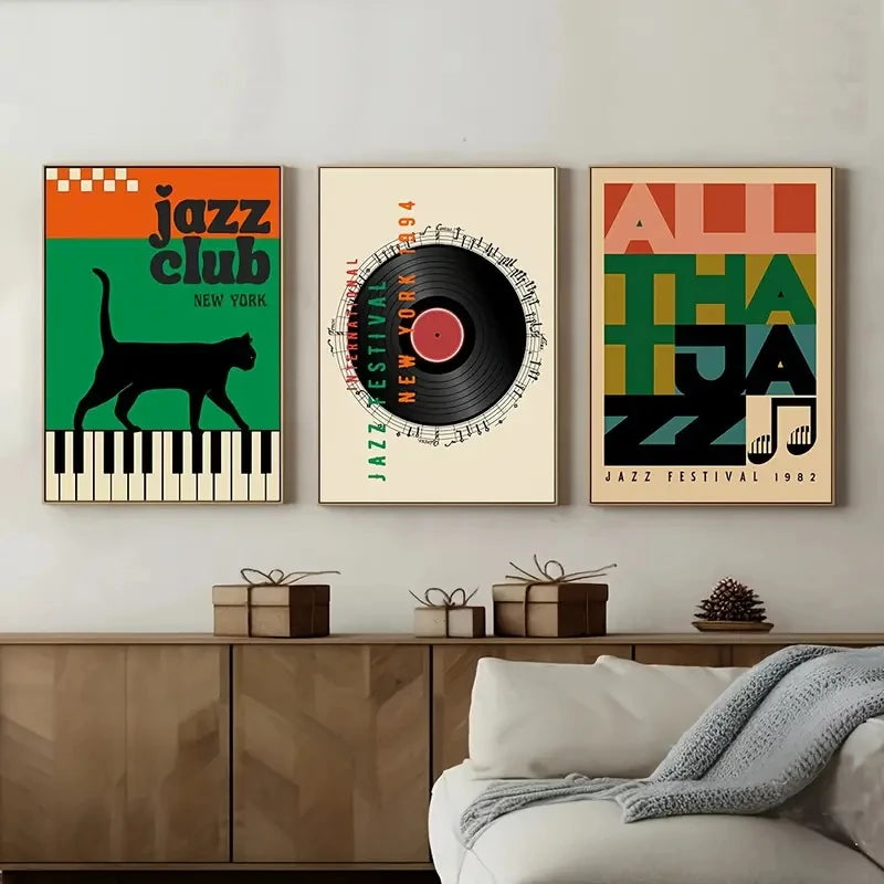 affiches rétro jazz graphiques abstrait clavier vinyle cadres salon chambre 30x40cm 40x60cm 55x80cm