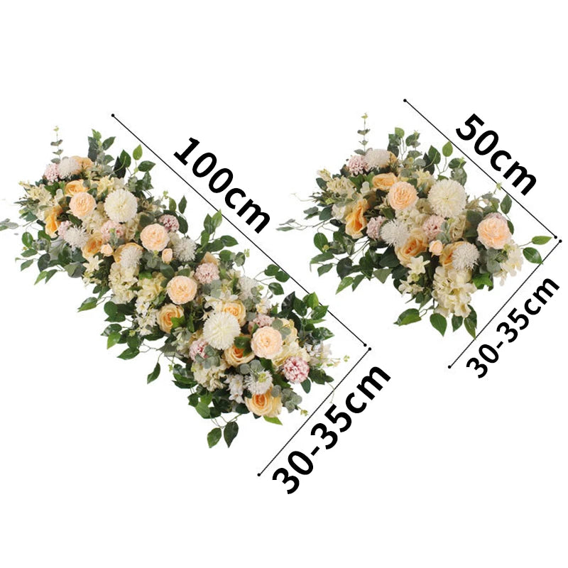 guirlande florale artificielle fleurs roses dahlias feuilles vertes décoration murale extérieure 100cm blanc rose