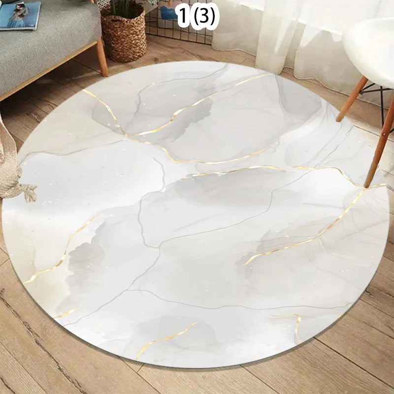 tapis rond moderne marbre blanc gris doré polypropylène polyester 80x80cm 120x120cm chambre salonextérieur