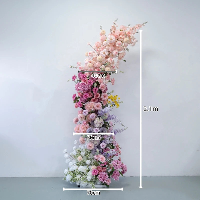 arche décorative florale rose blanche violette fleurs artificielles variées romantique décoration maison extérieure événement