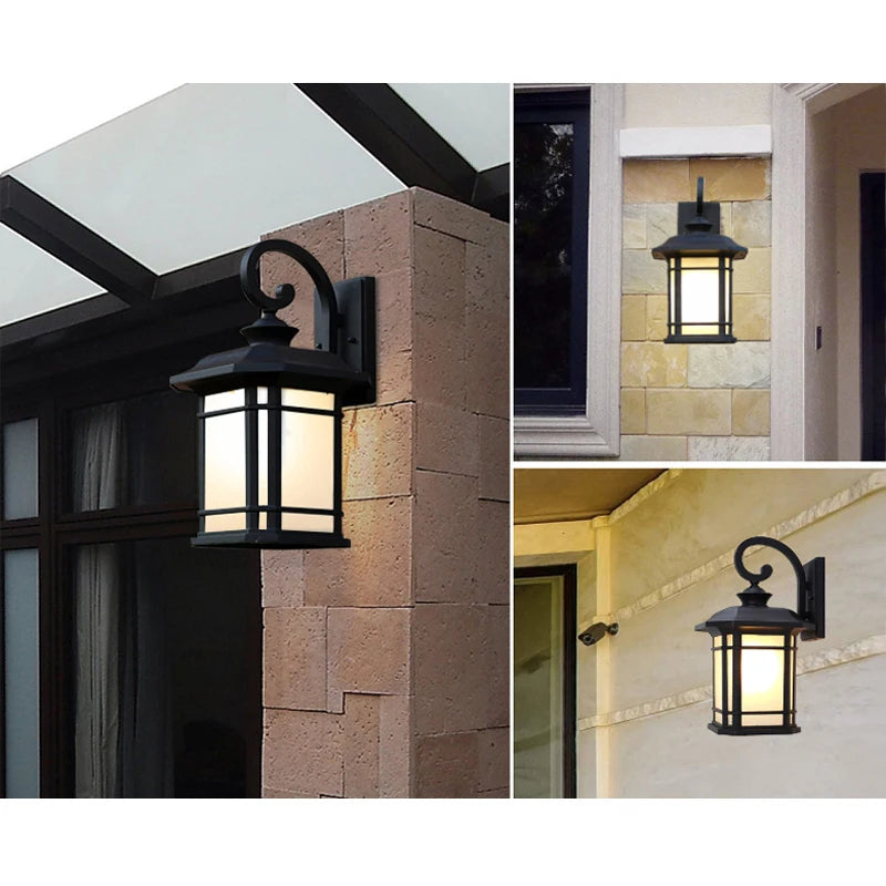 lampe murale extérieure noire classique rustique barreaux transparents hydrofuge mur vis fixations