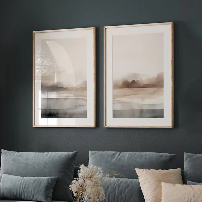 toile d'art abstraite paysage aquarelle moderne minimaliste sans cadre vertical 20x30cm 30x40cm 40x60cm 50x70cm