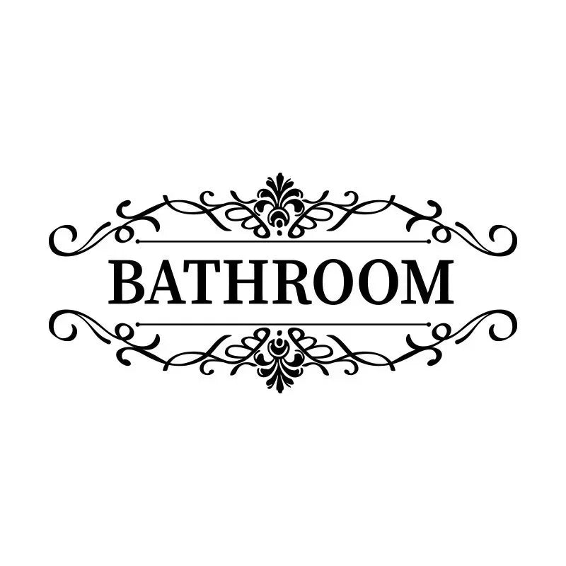 autocollants mural ornements floraux texte bathroom toilet adhésif classique vintage chambre salle bains porte
