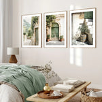toile d'art classique minimaliste paysages urbains vert blanc beige abstraits sans cadre rectangle vertical
