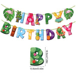 guirlande happy birthday tropicale flamants ananas feuilles palmier hibiscus ukulélé tiki vert rose orangé