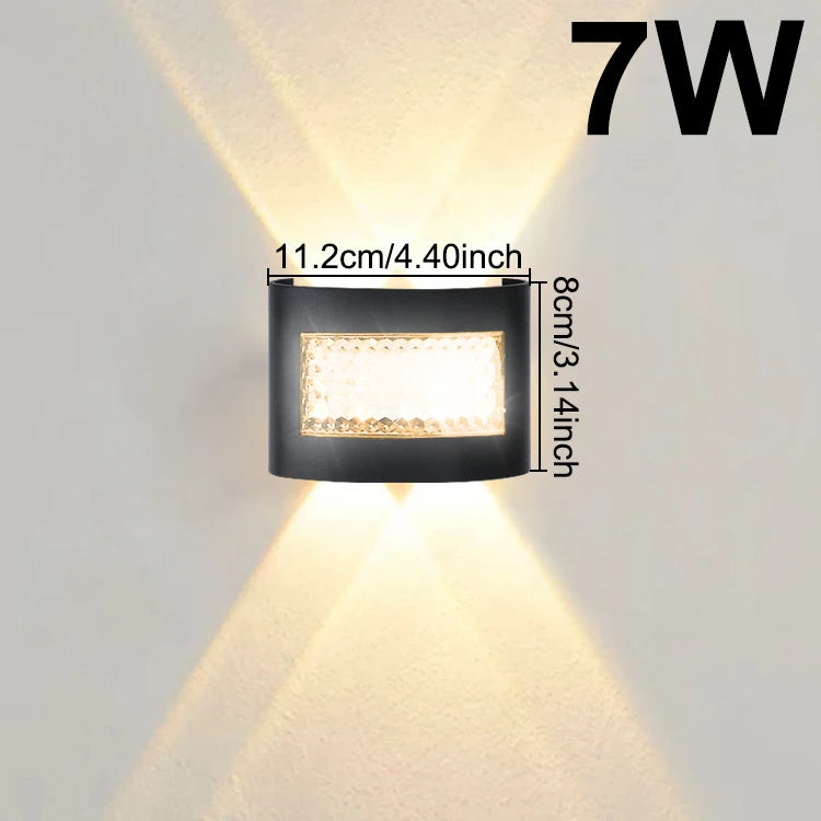 applique murale led moderne noire hexagonale contemporaine résistante intempéries 7w 9w 11w