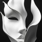 ornements faciaux sculpture visage moderne décoration intérieure noir blanc table abstraction déco chambre