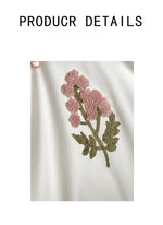 ensemble literie coton brodé fleurs rose blanc classique king queen full
