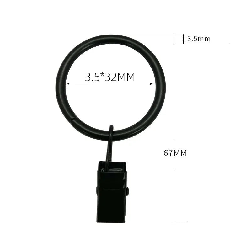 anneaux rideau pinces suspension métal antirouille moderne clips tringle noir rond lisse 3.5x25mm 3.5x32mm
