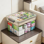 boîte rangement transparente poignée compartiments divisés organisateur médicaments maison plastique