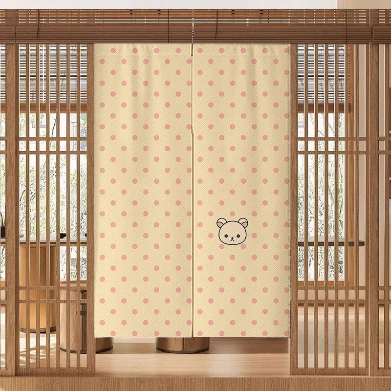 rideau noren kawaii ours rilakkuma motifs mignons couleurs vives suspension texture tissu chambre enfant