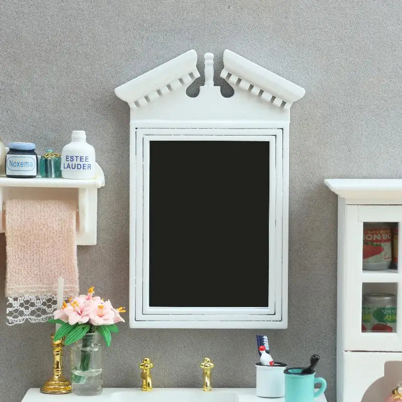 miroir blanc classique vintage texture vieillie fixation murale décoration salle bain