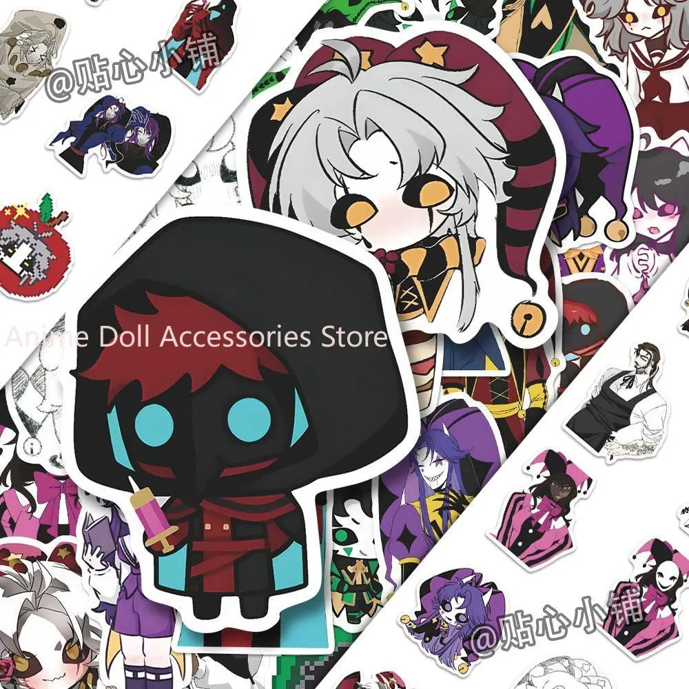 stickers dessin animé personnages fantaisistes chats fruits noir blanc rouge vert bleu rose gris