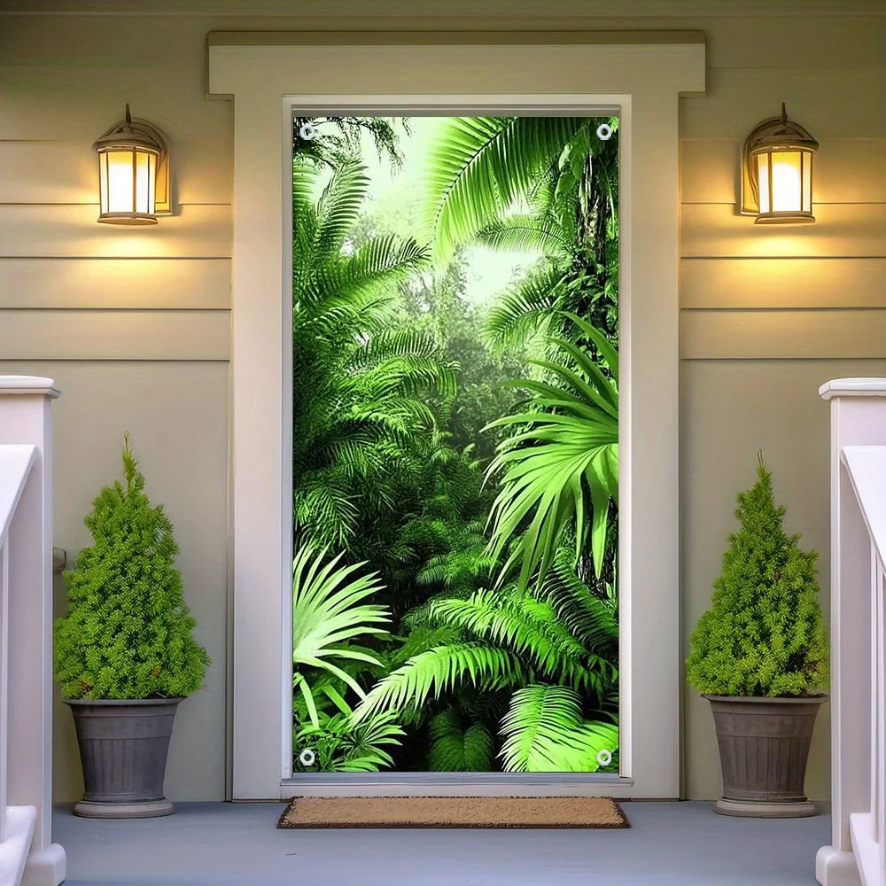 autocollant mural feuilles palmier fond vert moderne anniversaire noël mariage anniversaire enfants avril nouveauannée