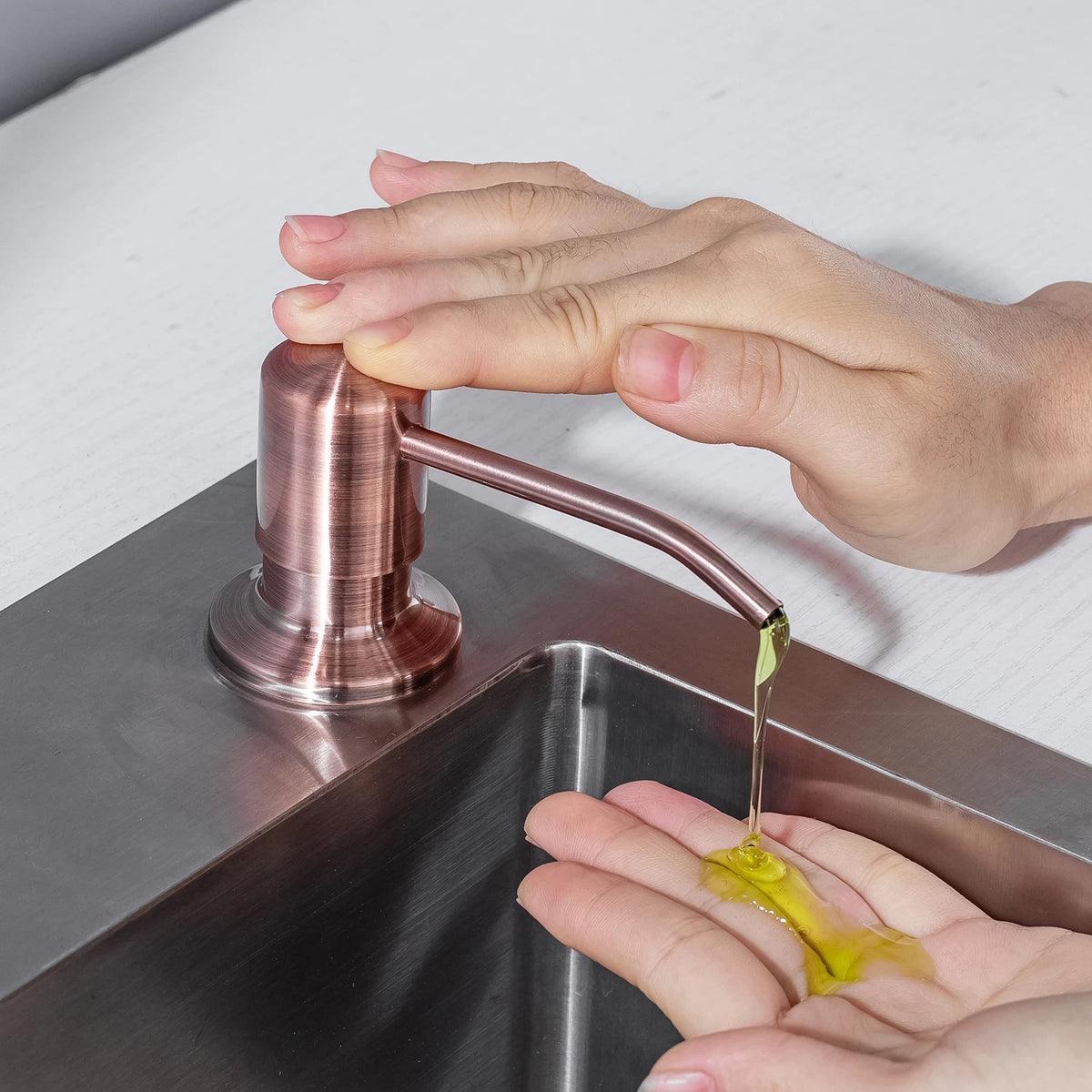 distributeur savon liquide main acier inoxydable bouteille pe 500ml rotatif bronze chrome moderne cuisine