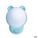 veilleuse animale ours rose bleu clair lisse oreilles rondes corps arrondi enfantin mignon plug