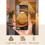 lampe table moderne tressée bambou marron clair éclairage salon USB