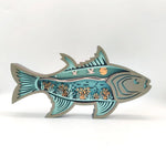 lampe décorative artisanale thème marin poissons étoiles mer coquillages lumière bois naturel bleu vert
