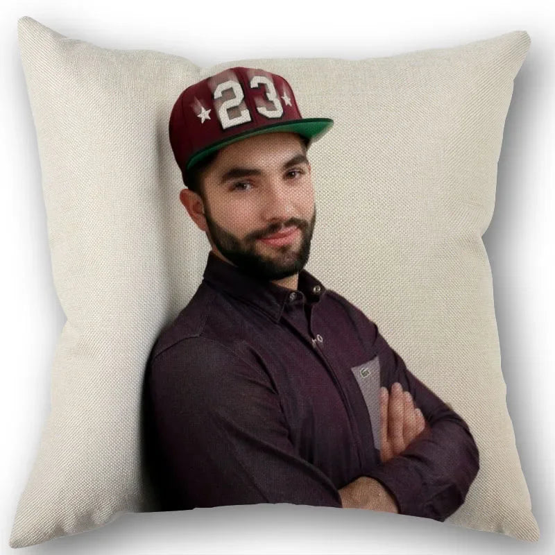taie d'oreiller carrée 45x45cm moderne motif Kendji Girac imprimé uni côté opaque polyester