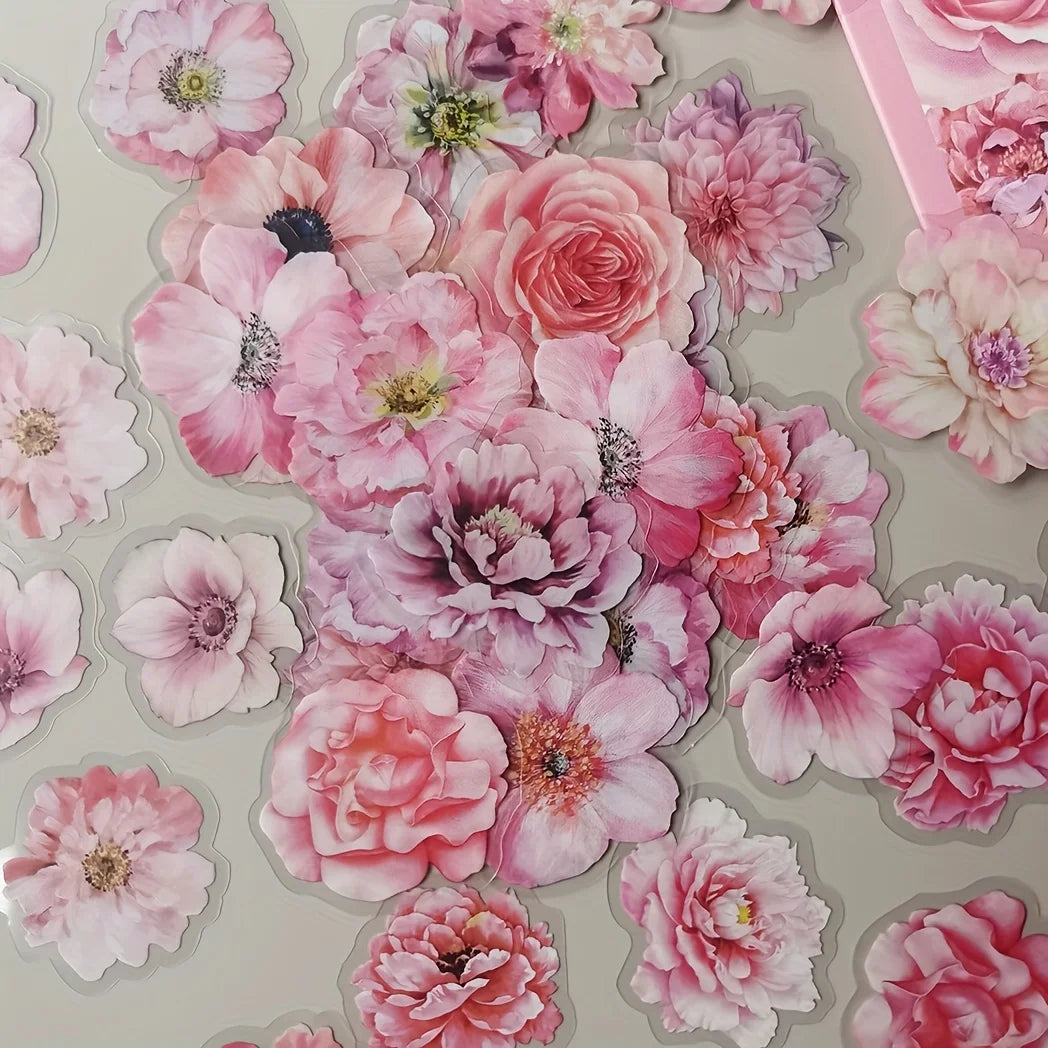 stickers fleurs anémones roses hortensias tournesols marguerites scrapbooking création artisanale