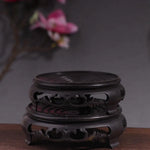 support objet rond noir ornements sculptés classique hauteur 8.2cm 9.6cm 11.6cm