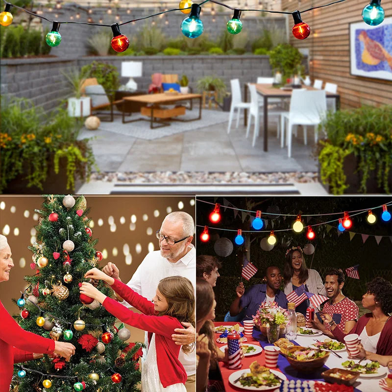 guirlande lumineuse solaire globes RGB décoration extérieure panneau solaire multiples environnements festive