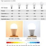 ampoules led e27 blanc chaud 2700k 3000k blanc froid 5700k 6000k 6w 9w 12w