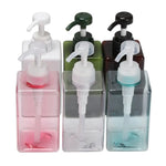flacon pompe distributeur savon liquide mains transparent rectangulaire moderne minimaliste salle bain