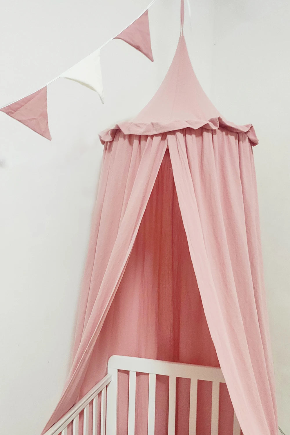rideau lit bébé rose clair classique 100 coton unisexe solide texture légèrement rugueuse