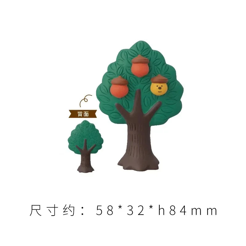 figurines animaux résine japonais vert marron orange blanc rouge gris personnages animaux arbres fruits