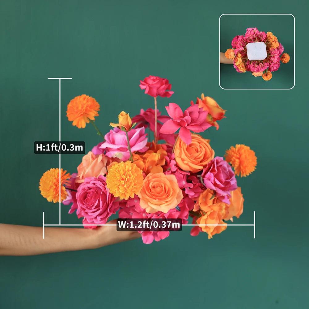 décoration événement rose vif orange artificielle bouquet mariage anniversaire intérieur moderne élégant