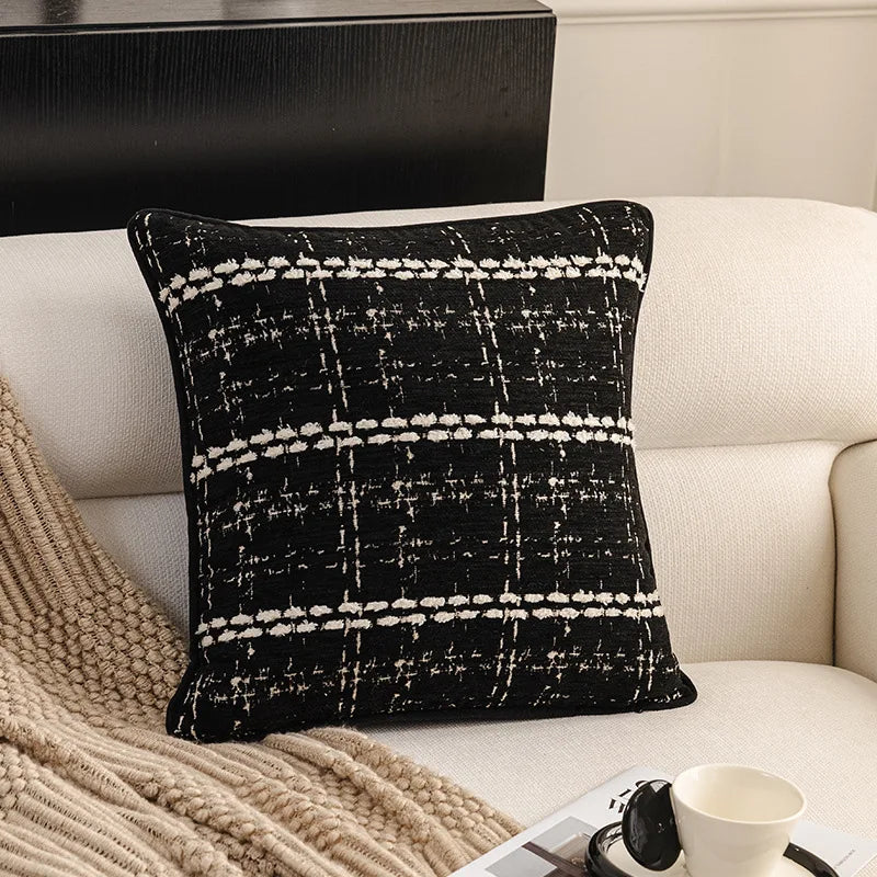 coussin décoratif moderne motif floral blanc nordique polyester jacquard adhésif