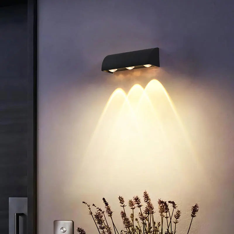 applique murale moderne led lumières noir étanche ip65 aluminium oeilletsextérieur