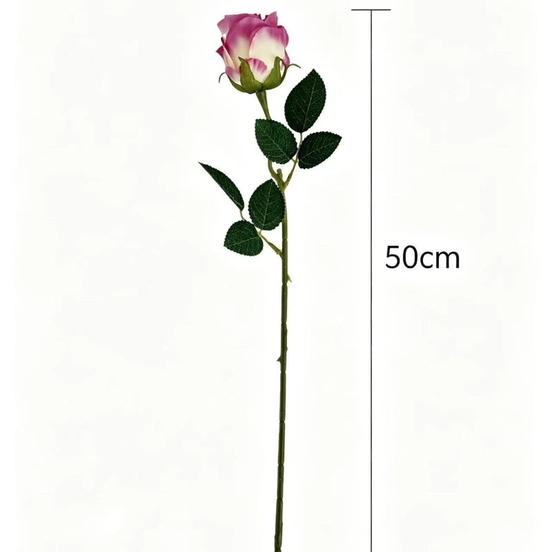 décoration intérieure bouquet roses artificielles moderne vase transparent 50cm haute elégant