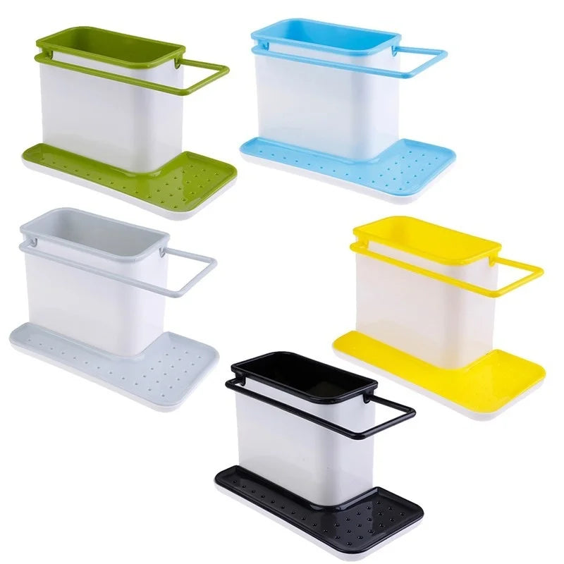 organisateur vaisselle plastique vert blanc moderne pratique support mural éponge gant cuisine brosse pot